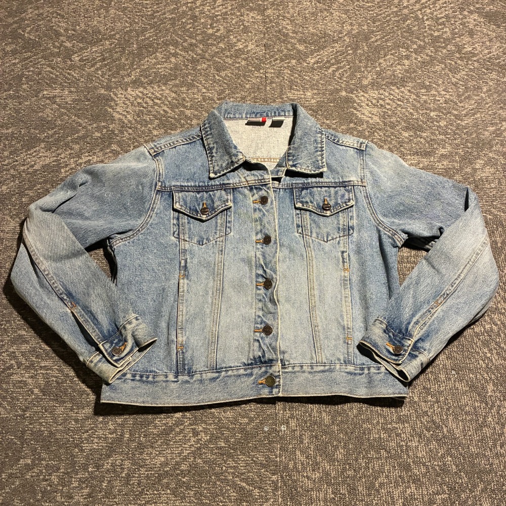 Vintage 90s Arizona Jean Co Denim Trucker Jacket Womens Large Cropped Light Wash